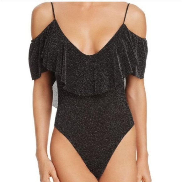 Show Me Your MuMu Glitter Bodysuit in Black - Picture 2 of 11